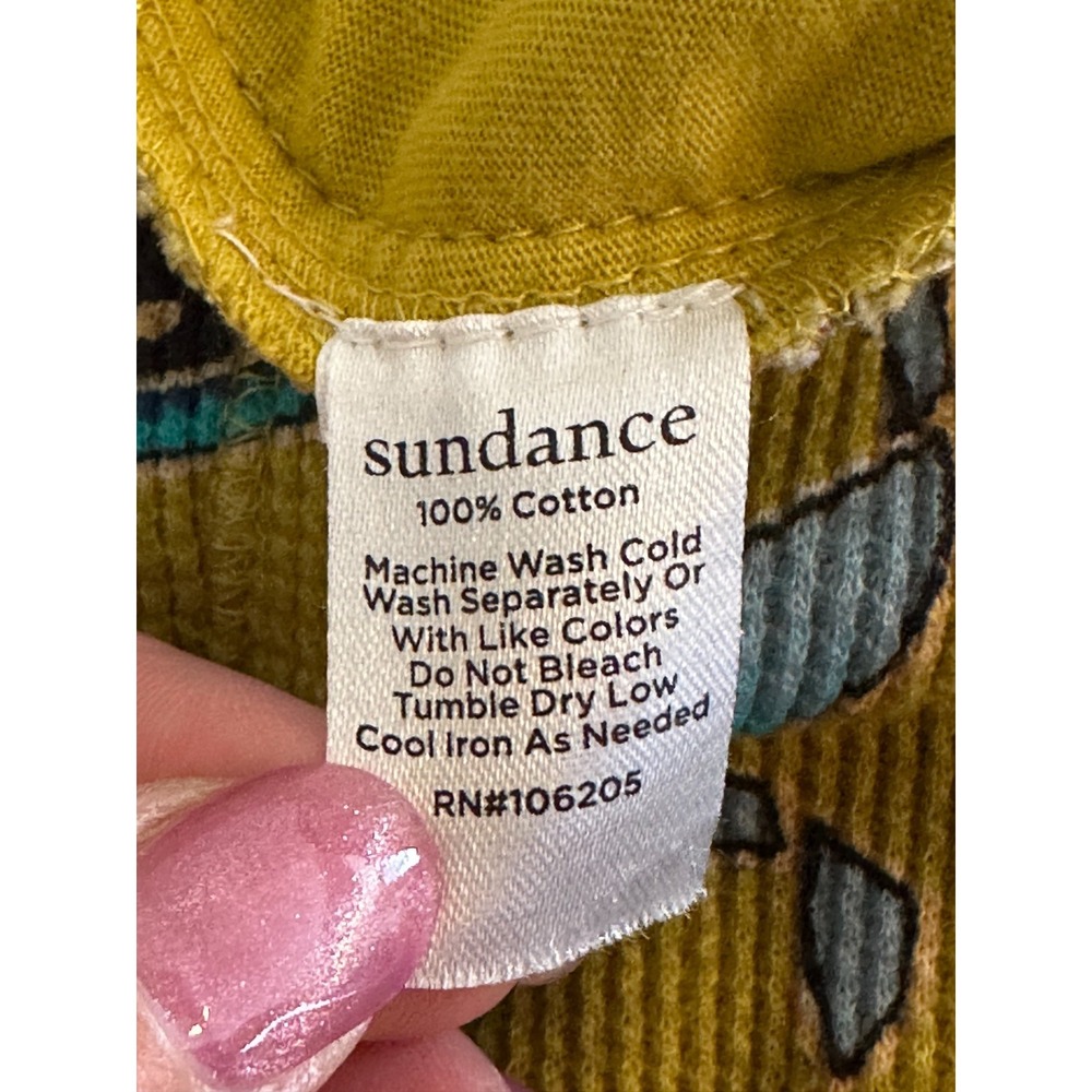 Sundance M Waffle Knit Floral Leggings Boho Mustard Cotton Lagenlook Cottagecore - Picture 7 of 7